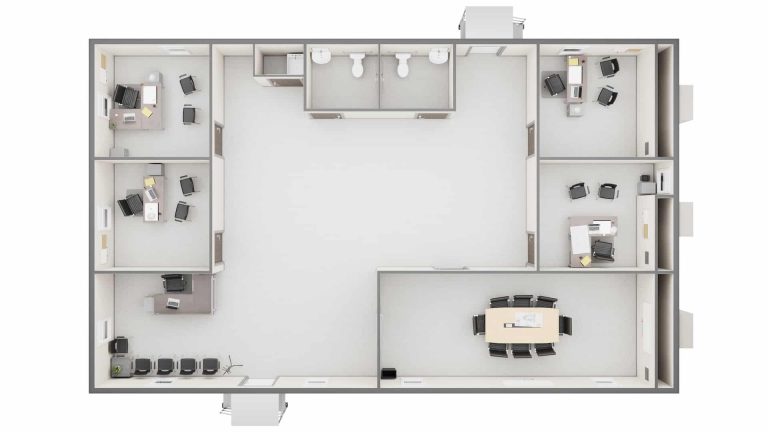 BLOCS™ Modular Walls - Reception Area, Conference Room, 4 Offices layout