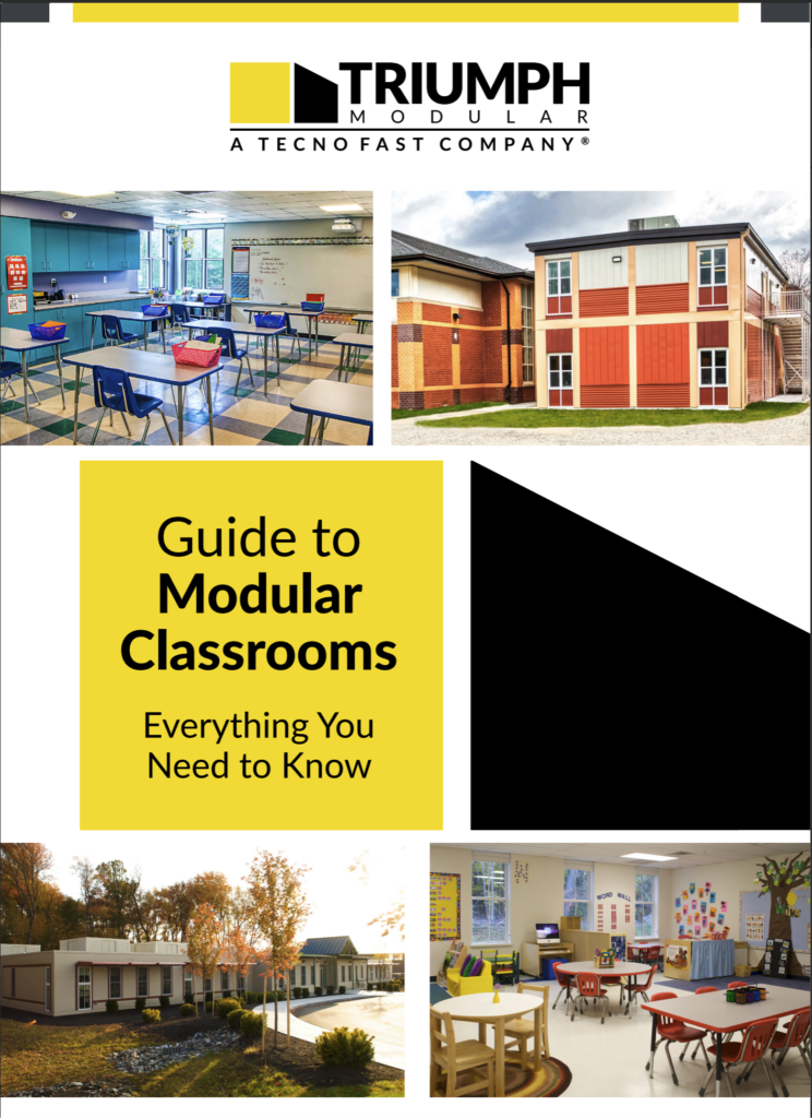 Cover image of Triumph Modular's guide to modular classrooms, everything you need to know.